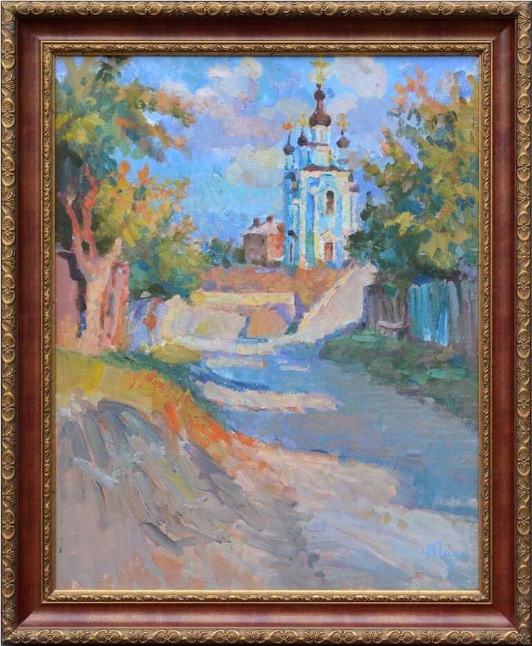 картина Віктор Чаус дорога до церкви в рамі